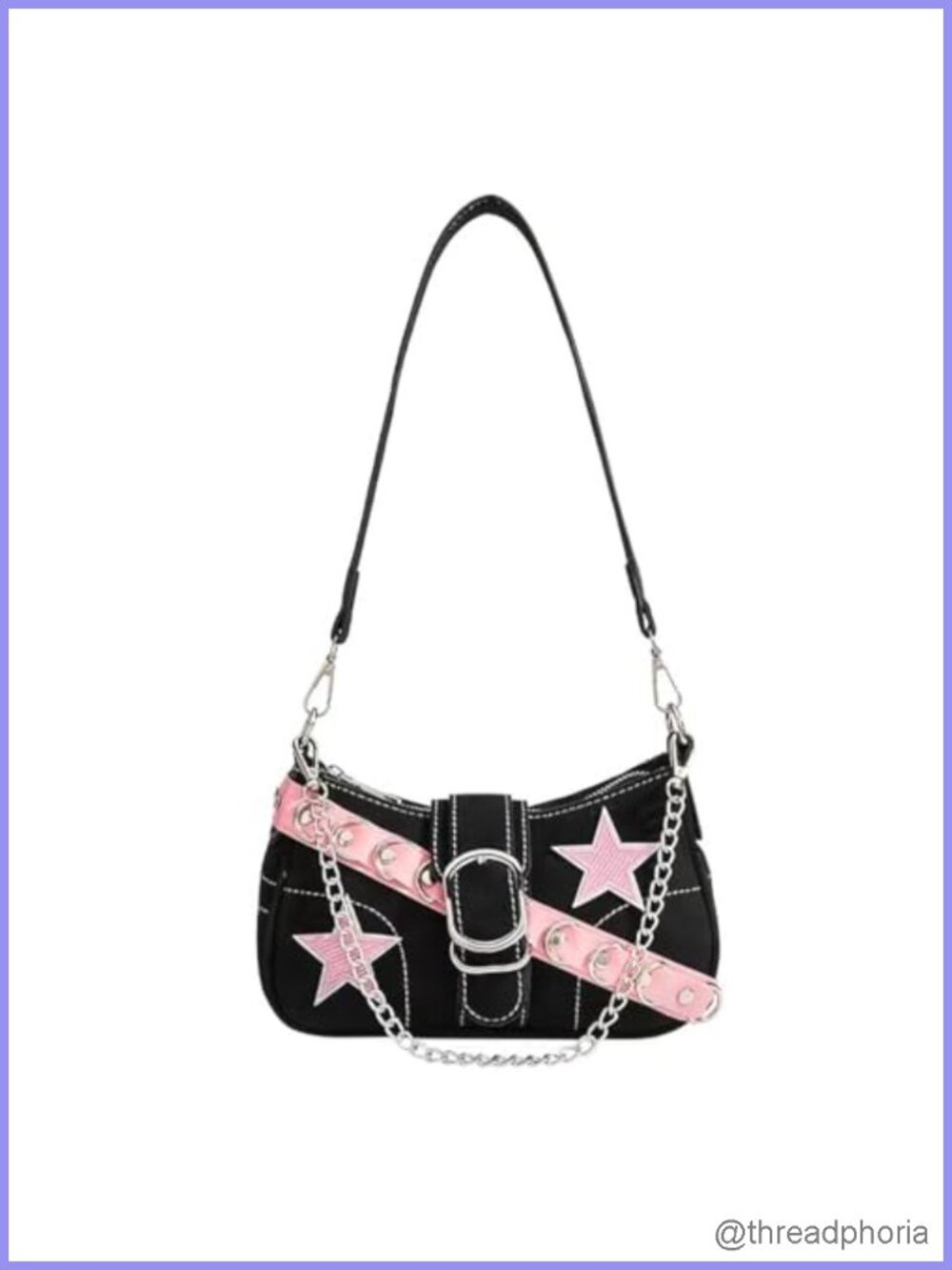 Y2K Nylon Shoulder Bag Crossbody Purse with Chain Strap